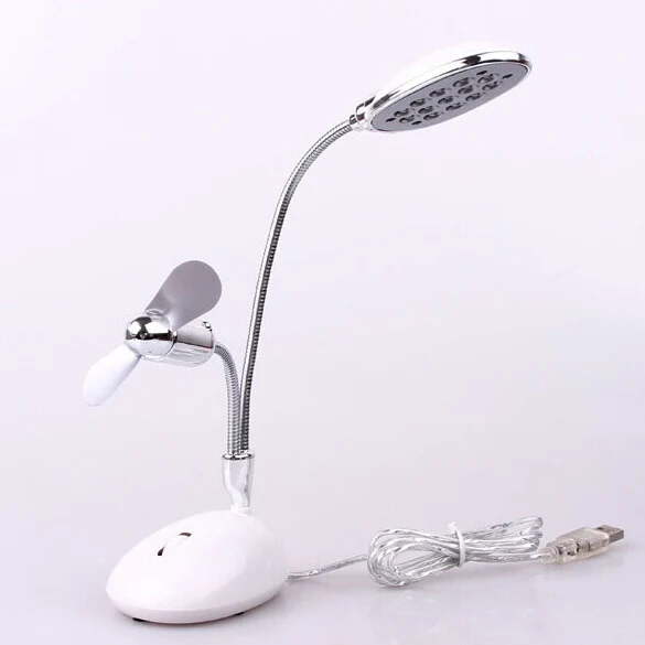 

LS4G Free Shipping  Flexible USB Fan 13 LED Reading Light Desk Table Lamp for PC Laptop