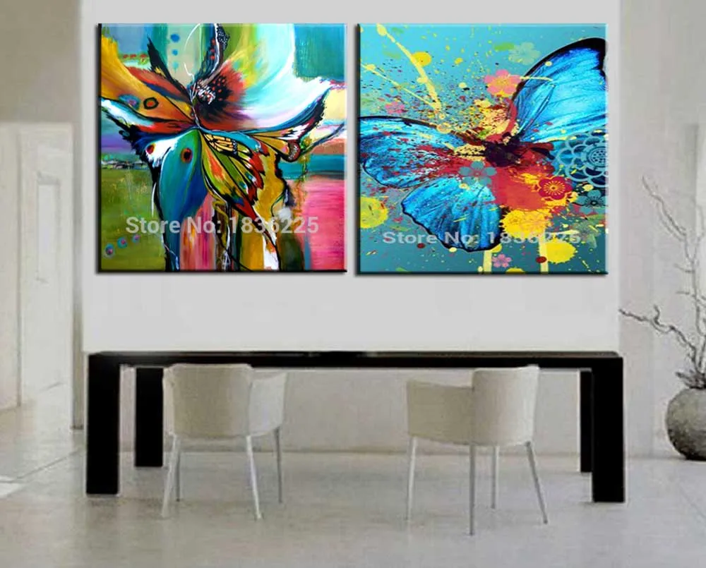 Free Shipping Cheap Abstract Modern Wall Painting Butterfly Home