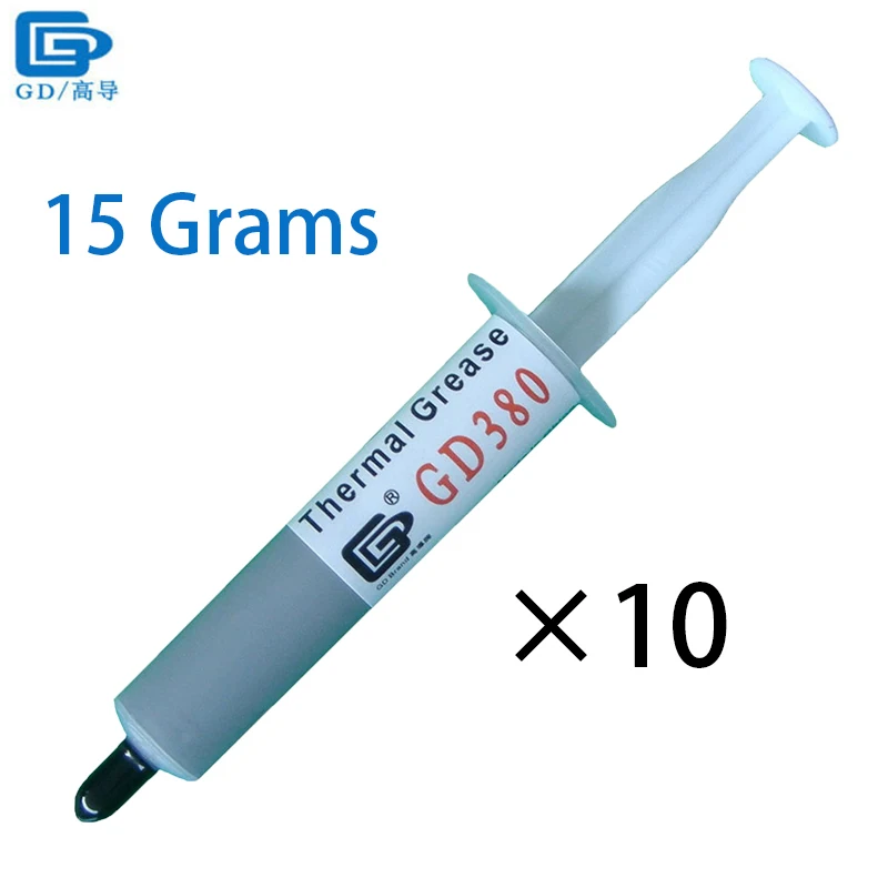 GD380 Thermal Conductive Grease Paste Silicone Plaster Heatsink Compound 10 Pieces Net Weight 15 Grams Gray Syringe Packing SY15 |