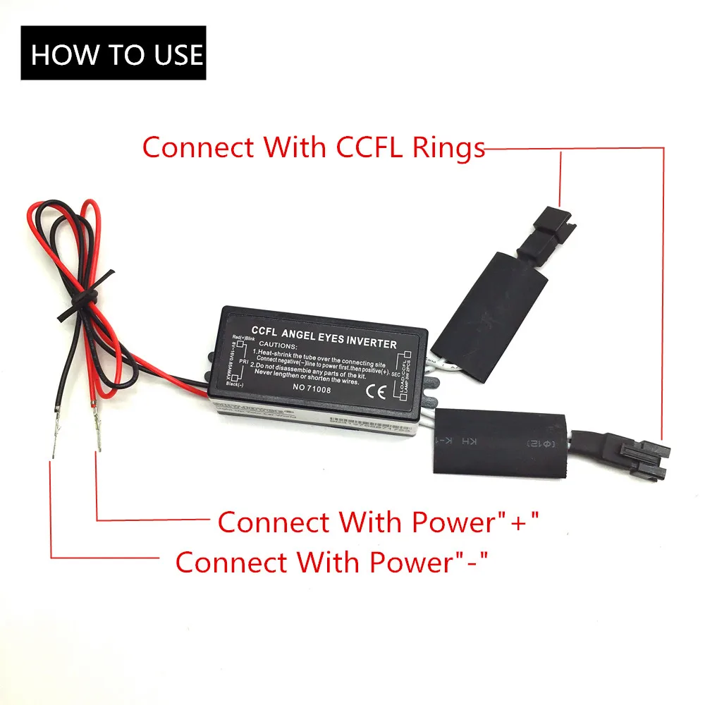 2X 12V universal CCFL inverter replacement 1 for 2 lamps ccfl angel eyes drl driver Halo Ring CCFL Spare Ballast for E46 angel (7)