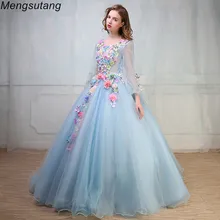 Robe de soiree, Цветочная фея,, длинный рукав, шнуровка, банкет, тост, длинное вечернее платье, vestido de festa, платья для выпускного вечера