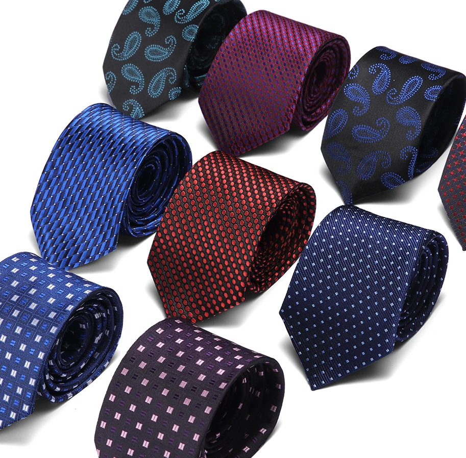 

Business Work Tie for Men Suit Necktie Skinny Slim Narrow Man Silk Jacquard Ties Striped Blue Black Red Wedding Gravata 3"/7.5cm