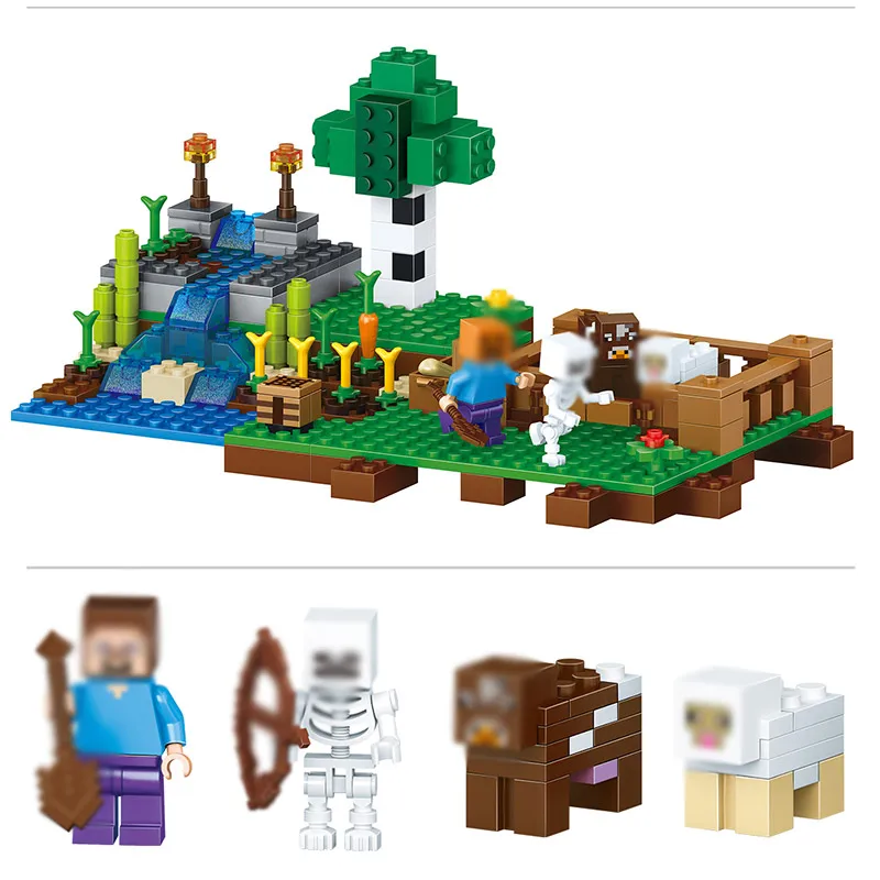 

285PCS My World The Jungle Farm tree Mini Minecraft Zombie Figures Building Blocks Bricks Toys for Children Compatible