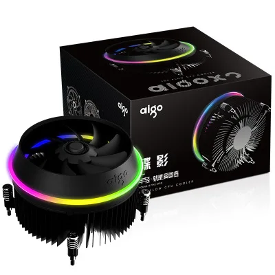 Aigo shadow алюминиевый процессор RGB Радиатор Охлаждение охладитель 100 мм 4Pin двойное кольцо светодиодный вентилятор Радиатор для intel LGA 1155/1156 - Цвет лезвия: RGB