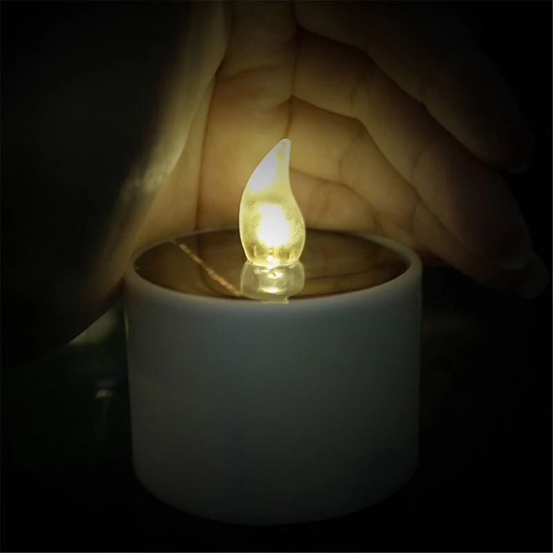 6pcslot Flicker Solar Power LED Candle Light Electronic Solar LED Lamp Night Light Powered-plastic Solar Energy Candle for Home (7)