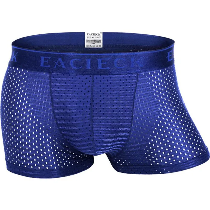 Bamboo Underwear Men Boxer Shorts Breathable Mesh Sexy Mens Boxers Transparent Men's Underpants Brand Fishnet Shorts Seamless