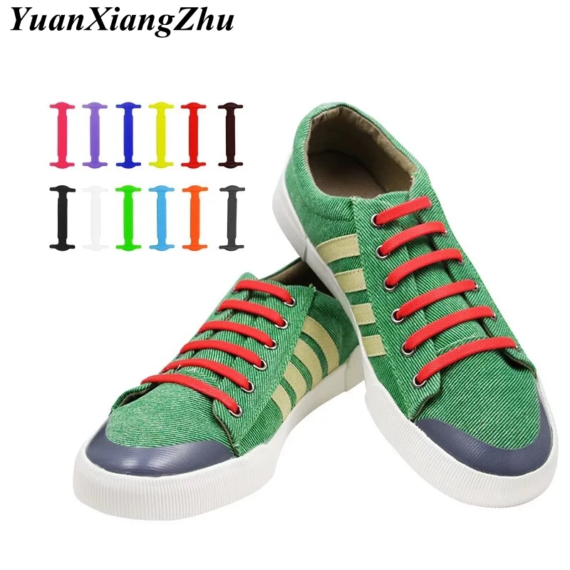 16pcs/set Elastic Silicone Shoelaces Unisex Adult Athletic Running No Tie Shoelace All Sneakers Fit Strap Shoes Lace 13Colors