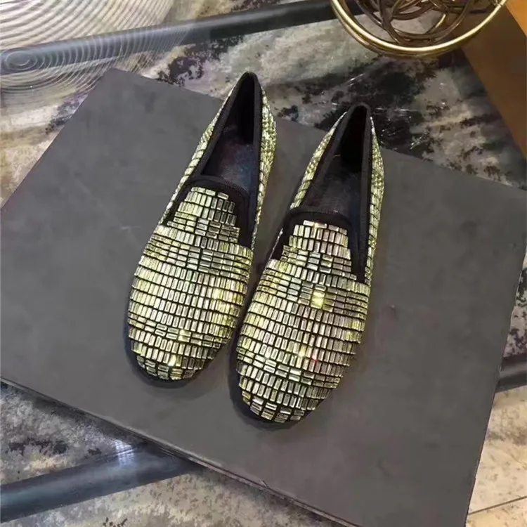 Pisos Mujeres Señoras stripes Toe Ocasionales Mujer Plata Negro Mocasines Cristal Con oro Plana Las De Diamantes Oro Zapatos Falsas En Zapato Deslizamiento Piedras Ronda plata fP8XxSq
