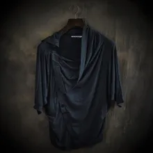 Non-mainstream fashionable casual short-sleeve T-shirt heap turtleneck batwing shirt male loose plus size t-shirt