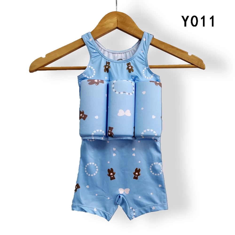 Toddler Little Girl Boy Shark Heart Striped One Piece Buoyancy Swimsuit Floatation Bathing Suit