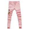 2021 New Fashion Ripped Jeans Men  Embroidery Skinny Pants Man Spring Summer Yellow green pink Demin Pants Plus Sizer 4