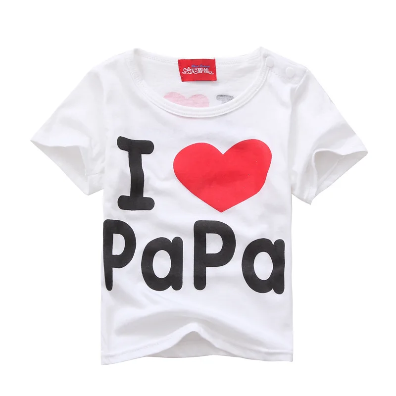 Футболка детская одежда с надписью «I Love Papa Mama», футболка детские футболки для девочек и мальчиков, топы для детей, одежда для мальчиков и девочек - Цвет: Wpapa