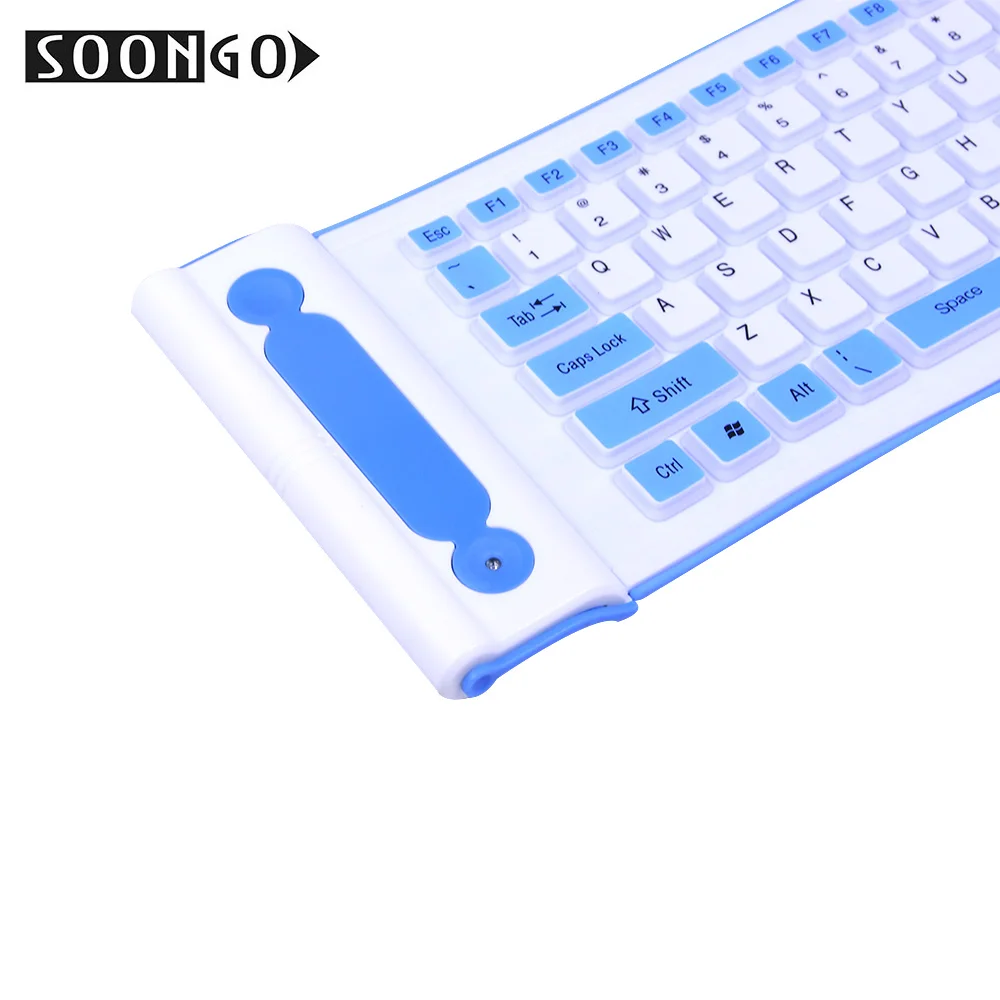 SOONGO 2,4 Ghz Беспроводная силиконовая клавиатура складная Гибкая мини тонкая универсальная игровая портативная складная клавиатура для ПК Ipad ноутбука