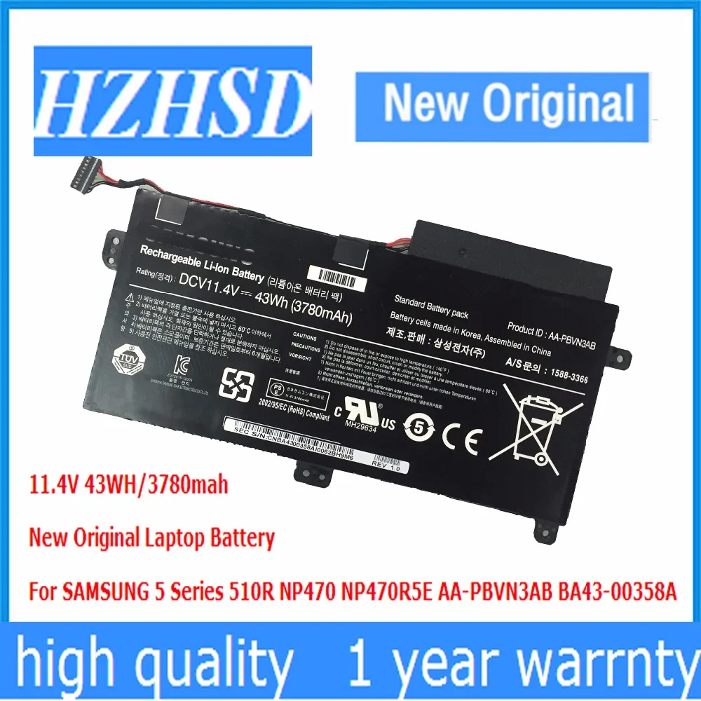 11 4 V 43WH новый оригинальный AA PBVN3AB Аккумулятор для ноутбука SAMSUNG 5 серии 510R NP470 NP470R5E