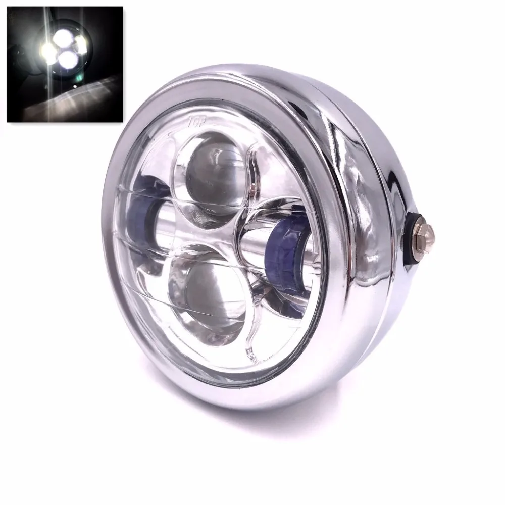 Chrome Motorcycle Bike Projector Daymaker LED 6.5" Head Light Lamp For