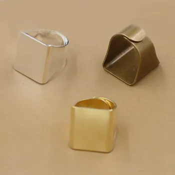 

19x20mm Blank Men's Adjustable Ring Settings Square Bezel Bases Rings Findings DIY Jewelry Making Multi-color Plated
