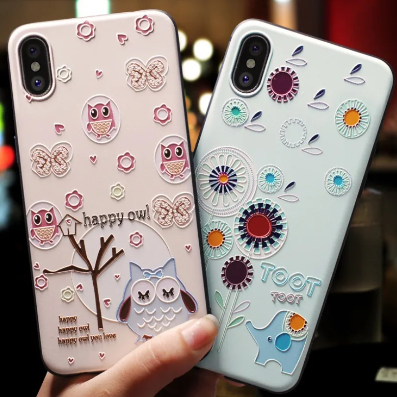 

Animal Phone Case For iphone 5 5s X XS XR Dream Cartoon Happy Owl Zoo Love painting Cover For iphone 6 6s Puls 7 8Plus Case