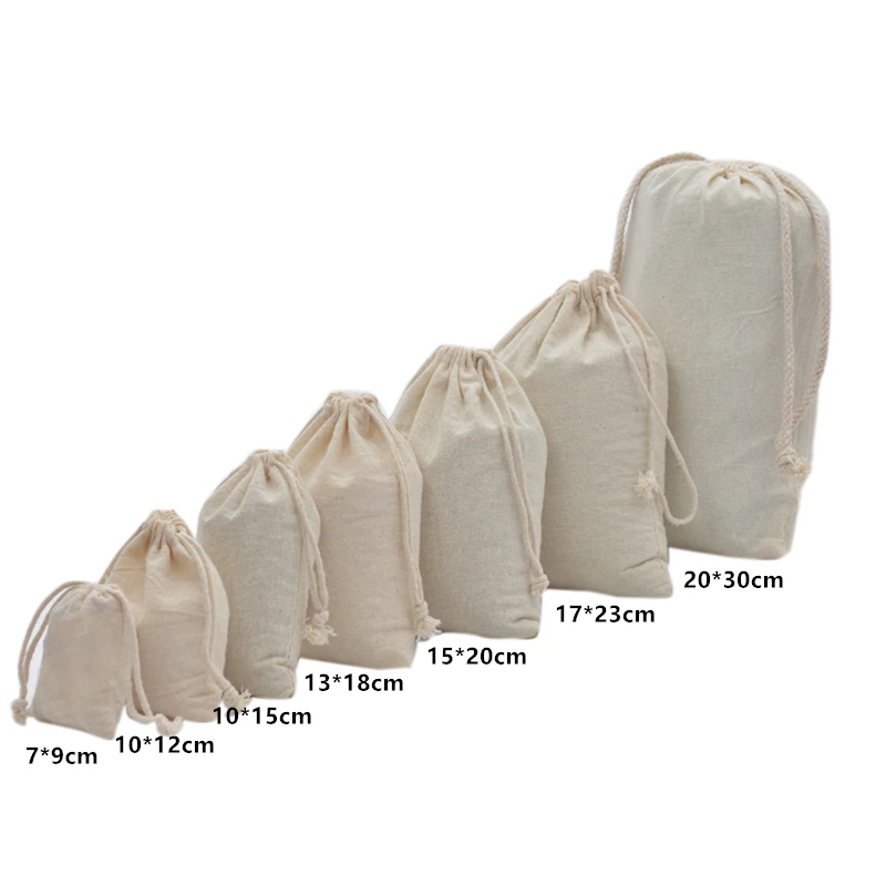 Pure Cotton muslin Drawstring Bag Laundry Travel Storage pouches Coin Purse Women Cloth Bag Christmas Gift Packaging Pure Cotton muslin Drawstring Bag Laundry Travel Storage pouches Coin Purse Women Cloth Bag Christmas Gift Packaging