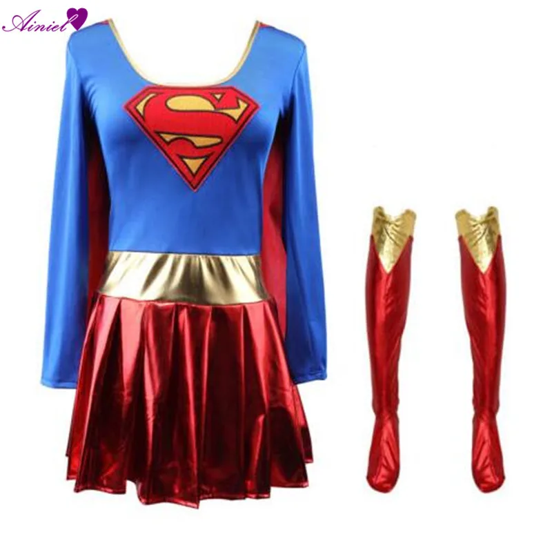 Adult Supergirl Costume Fancy Dress Superhero Party 