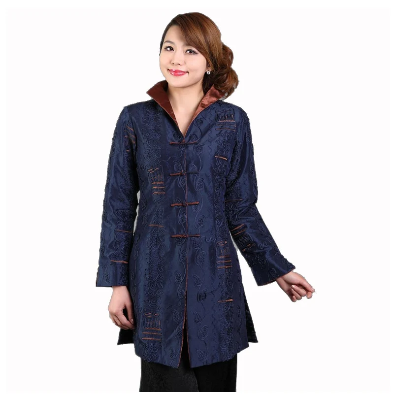 Женская шелковая атласная куртка в китайском стиле с вышивкой|jacket embroidery|plus jacketsatin
