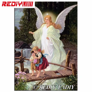 

DIY Full Round Diamond Embroidery Beaded Icon Angel With You Rhinestones Embroidery Cross Stitch Kits 5D Diamond Mosaic Painting
