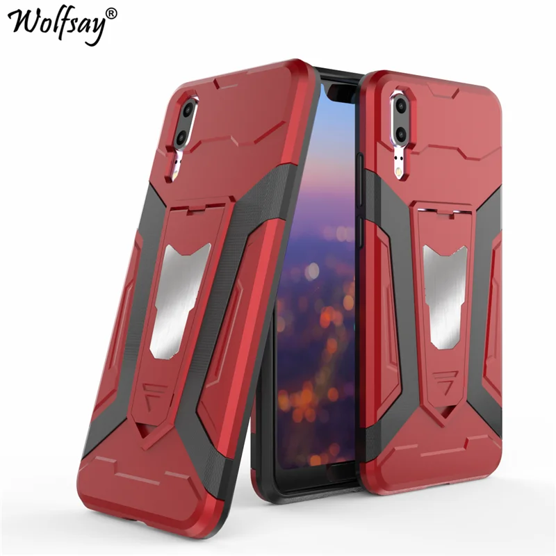 Wolfsay для huawei P20 случае P 20 автомобильный держатель Броня Случаях Жесткий ПК и
