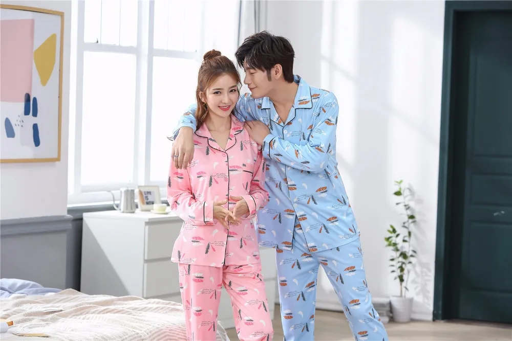 Yuzhenli новые осенние зимние влюбленные пижамы женское из молочного шелка с длинными рукавами пижамные комплекты пара пижамы для мужчин