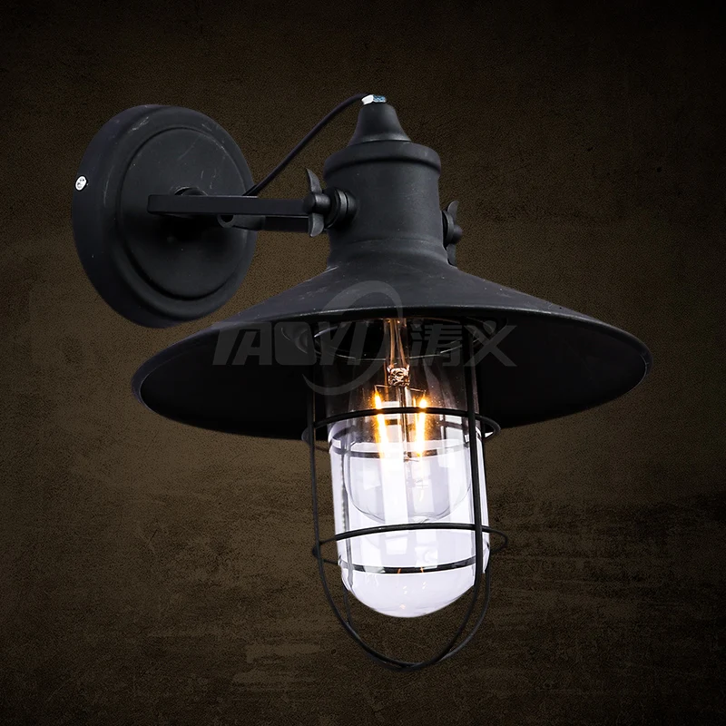 

Free shipping loft retro wall lamp American industrial warehouse restaurant bar iron birdcage lamps for holiday