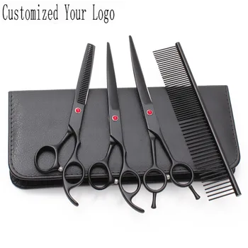 

Suit 7.0" Stainless Engraving Logo Dog Grooming Scissors Straight Scissors Thinning Shears Curved Scissors Pets Shears Set C3102