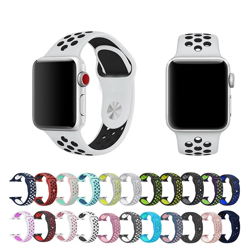 

Sport Silicone Watchband Breathable hole Replacement Strap for Apple watch series 1 2 3 4 strap 38/42mm bracelet