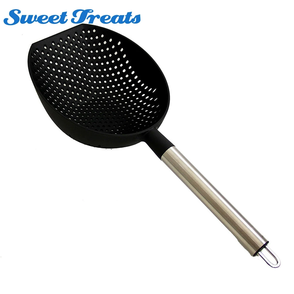 Sweettreats Black Stainless Steel Handle Colander Scoop Colander Pasta