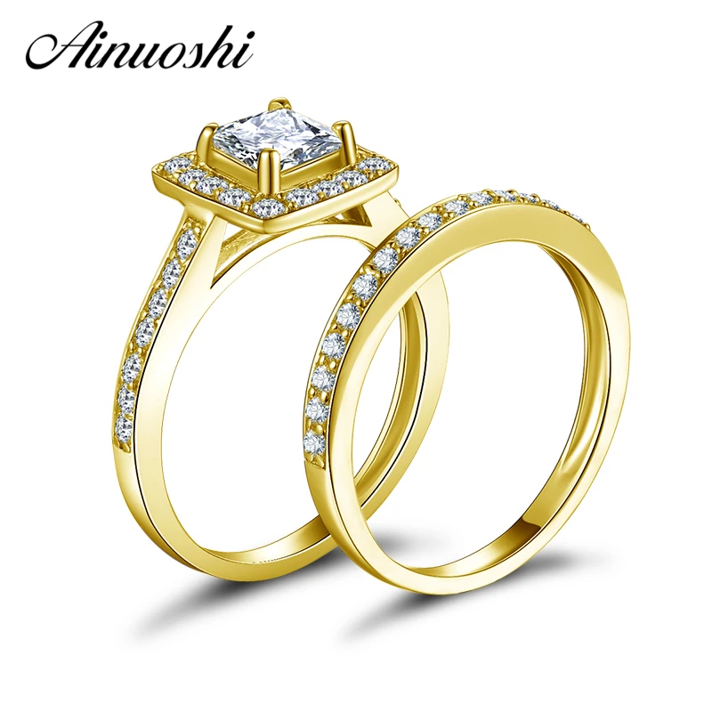 AINUOSHI 10K Solid Yellow Gold Halo Wedding Ring Set Princess Cut Simulated Diamond Proposal Bands Women Anniversary Bridal Sets
AINUOSHI 10K Solid Yellow Gold Halo Wedding Ring Set Princess Cut Simulated Diamond Proposal Bands Women Anniversary Bridal Sets