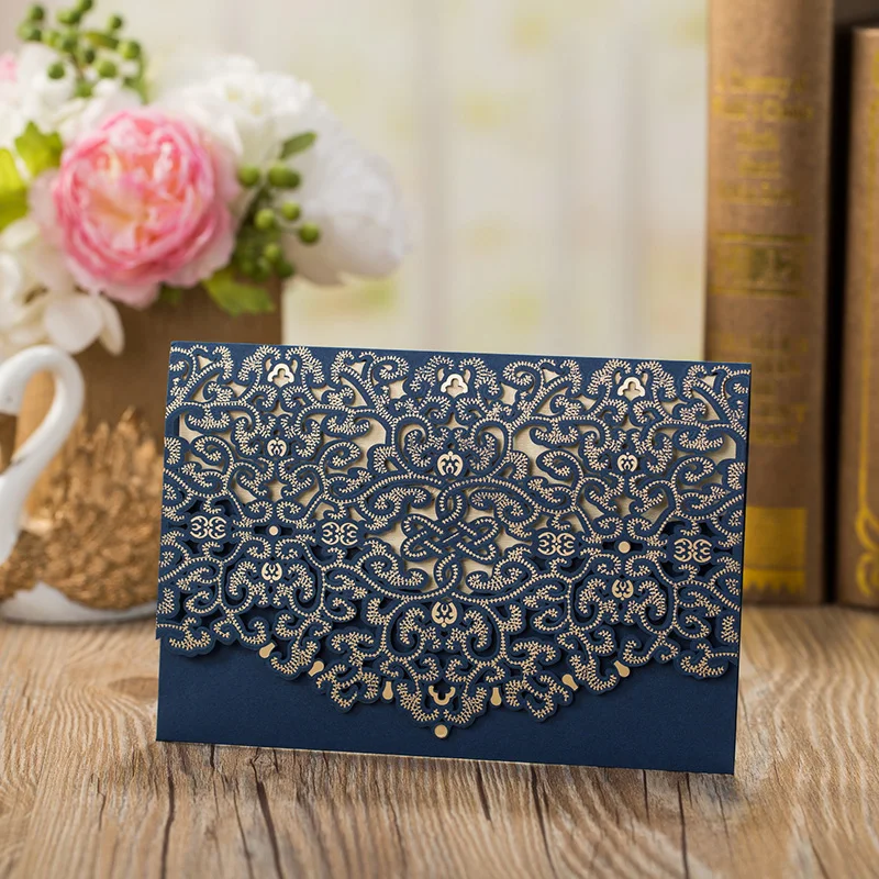 1pcs Sample High Quality Laser Cut Luxury Flora Wedding Invitations Card Elegant Lace Favor Wedding Party Supplies 185127mm