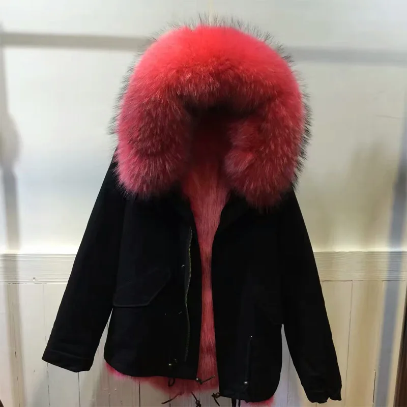 Женская зимняя куртка с мехом енота воротником из натурального меха лисы|fur jacket|fur