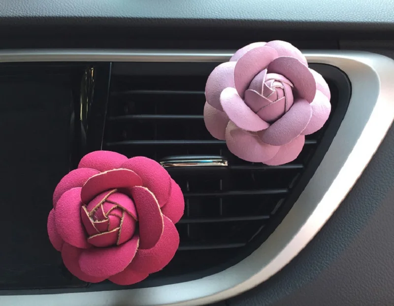 

10pcs/lot Camellia Flower Car outlet perfume air freshener vent car styling air conditioner clip interior decoration accessory