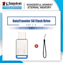 Kingston USB флеш-накопитель, флеш-накопитель 8 ГБ, 16 ГБ, 32 ГБ, 64 ГБ, 128 ГБ, USB 3,1, флеш-накопитель, металлический диск, USB 3,0, флеш-накопитель, u-диск