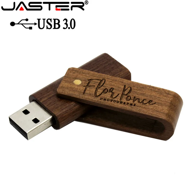 JASTER USB 3,0 лазерная гравировка логотип на заказ Деревянный вращающийся usb флеш-накопитель перевернуть флешки 64 ГБ 16 ГБ 32 ГБ карта памяти