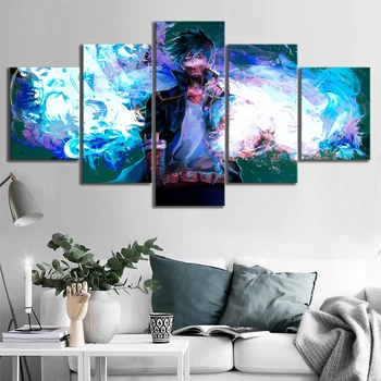 

HD Printed Poster Painting Dabi Blue Flames My Hero Academia Anime Canvas Wall Art Home Decorative Modern Modular Type For Room