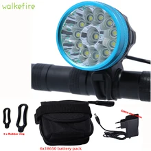 Waterproof Bike Light Headlamp 20000 lumens 12x XM-L T6 Led Bicycle Cycling Head Light 3 mode+ 18650 Battery Pack +Charger Waterproof Bike Light Headlamp 20000 lumens 12x XM-L T6 Led Bicycle Cycling Head Light 3 mode+ 18650 Battery Pack +Charger
