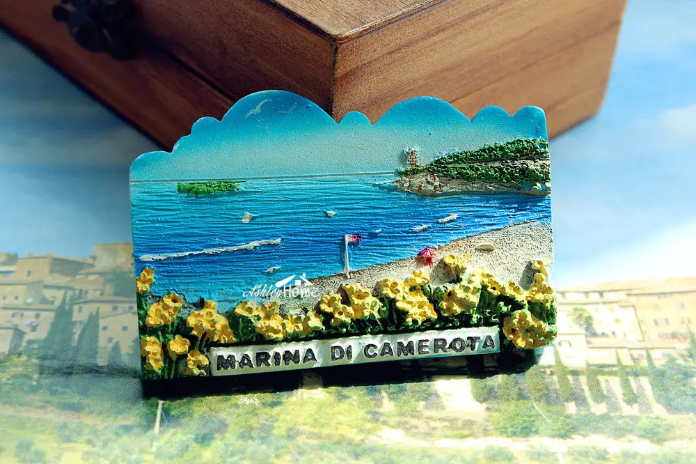 Италианский городок Марина Di Camerota туристический дорожный сувенир 3D магнит на
