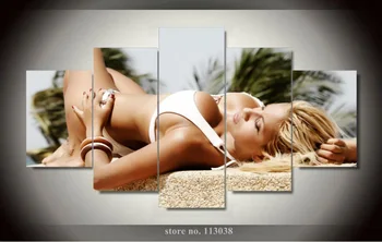 

5 Panel Beach bikinis beauty girl Gift Printed Painting canvas Modern Decorative Portfolio Abstract art Dance Beautiful painting