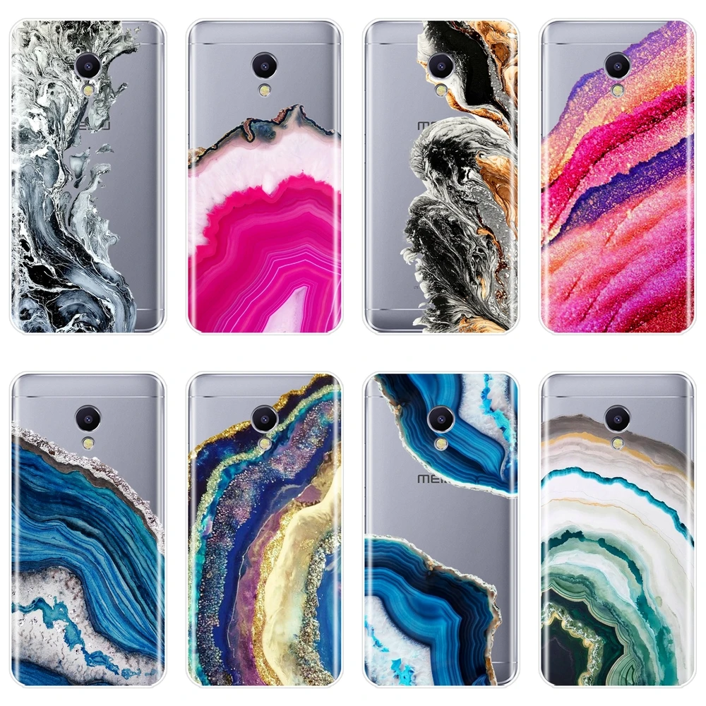 Мягкая задняя крышка для Meizu M6 M5 M3 M2 Note мраморный камень красный синий фотосиликон