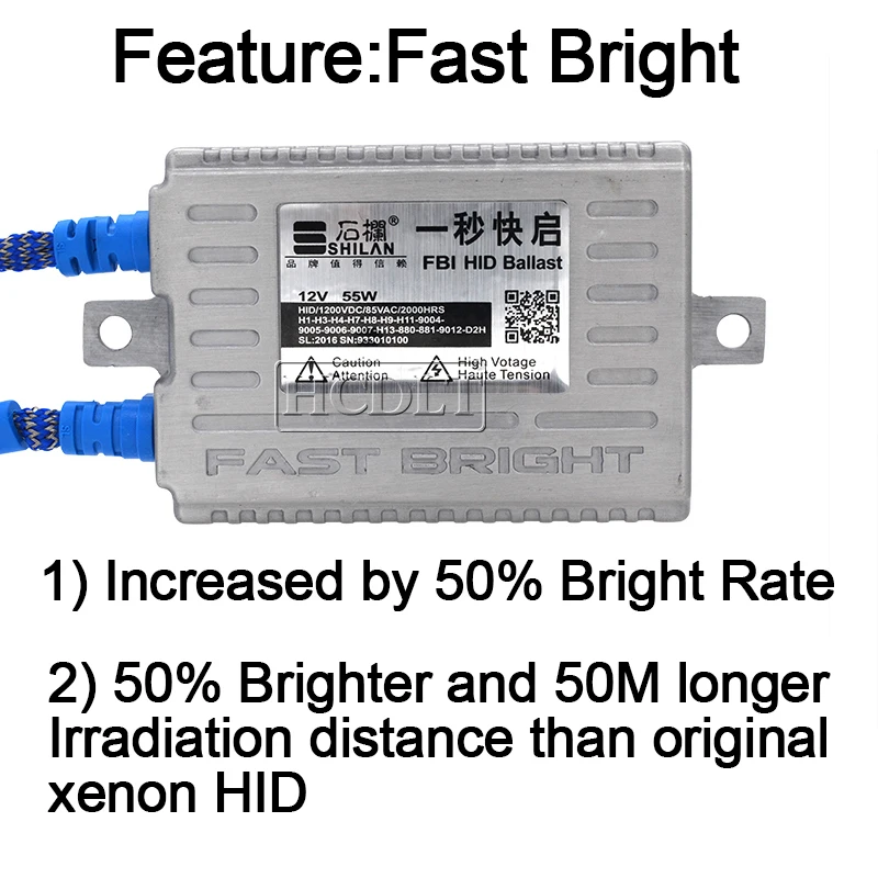 HCDLT AC 12V 55W Xenon HID Ballast Fast Bright Quick Strat Slim Reator Ignition Block For Car Light 55W HID Headlamp Bulb Kit (9)