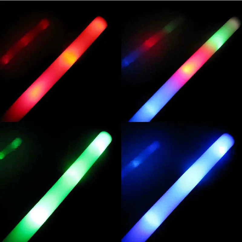 24pcs Light Up Foam Sticks Rave Glowing Sponge Cheering Sticks