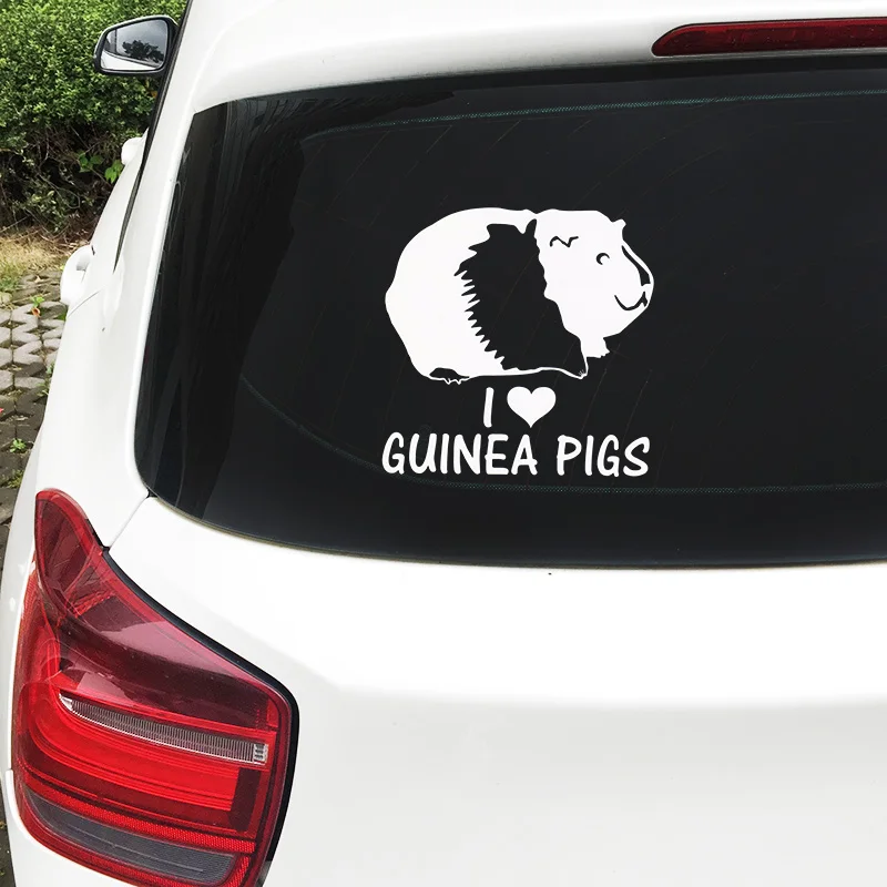 

14.5CM*14CM Personality Animal I LOVE GUINEA PIGS Cute Cartoon Vinyl Window Stickers Black/Silver DW-073