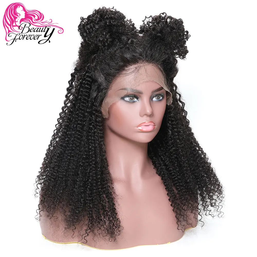 

BeautyForever 13*6 Malaysian Kinky Curly Lace Front Wigs 150% Density 100% Remy Human Hair 10-24inch Natural Color