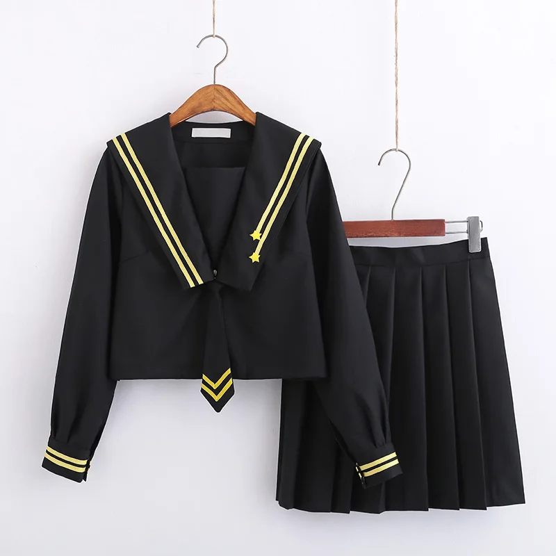 

Japanese School Uniforms Sets For Girls Cute Sailor Long/Short Sleeve Tops Pleated Skirt Suit Cosplay JK Costume Series C70155AD