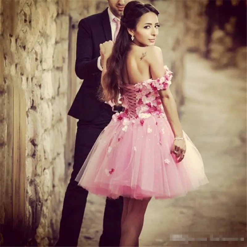 

2020 A Line Sweetheart Neck Pink Short Prom Dresses Custom Made Open Back Evening Party Gown Vestidos de bailel Dresses