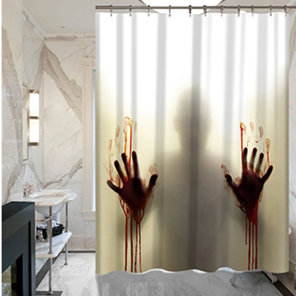 Hand Horror Custom Shower Curtain Bathroom Decoration Scary Hand Horror Custom Shower Curtain Bathroom Decoration Scary House Decor Silhouette Waterproof For Lavatories Supplies