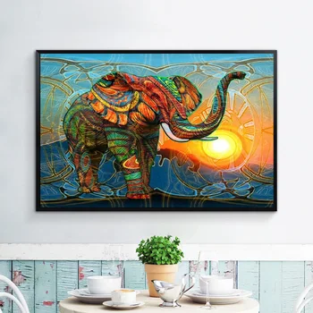 

CAMMITEVER Full Drill Diamond 5D DIY Diamond Colorful Elephant Diamond Embroidery Cross Stitch Rhinestone Mosaic